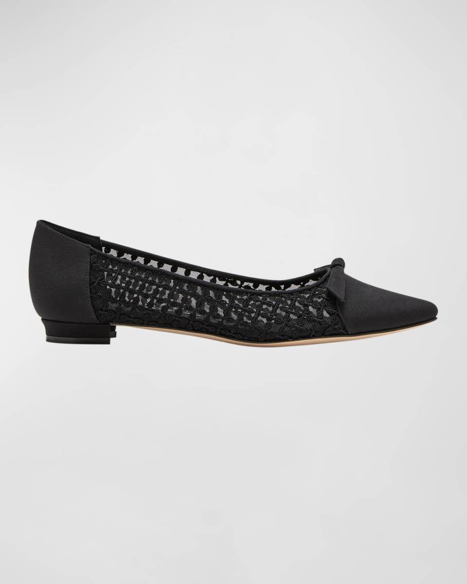 Tiakala Satin Lace Bow Ballerina Flats